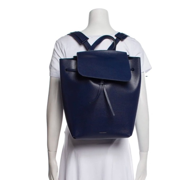 Mansur Gavriel Blue Leather Backpack Bag - Picture 2 of 12